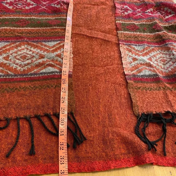 Earthbound Womens Boho Sweater Poncho Vest Wrap Cape High Low Aztec Fringe acryl - Picture 13 of 14
